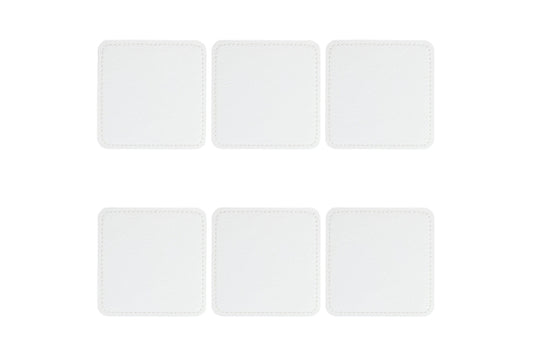 HORECA SET 6 WHITE LEATHER COASTERS 10X10CM - 5921714