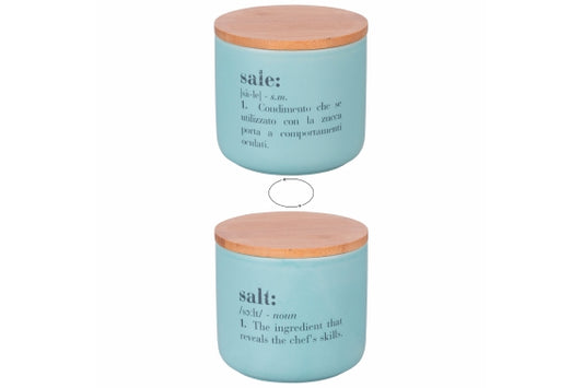VICTIONARY SALE - SALT DOUBLE FACES JAR W BAMBOO L - 5921878