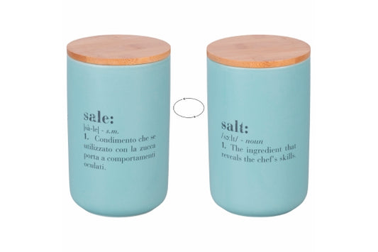 VICTIONARY SALE- SALT DOUBLE FACES W BAMBOO LID - 5921882