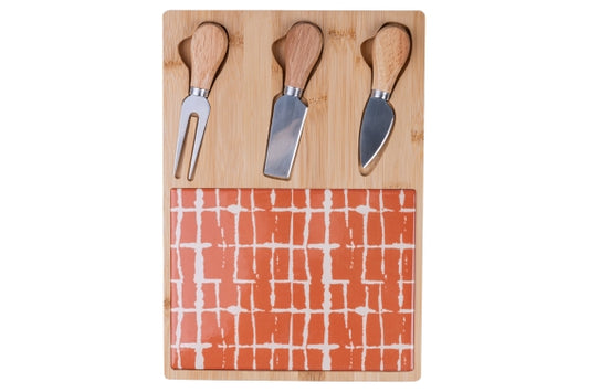 GINZA CUTTING BOARD WITH 3 CHEESE KNIVES DECOR - 5922275