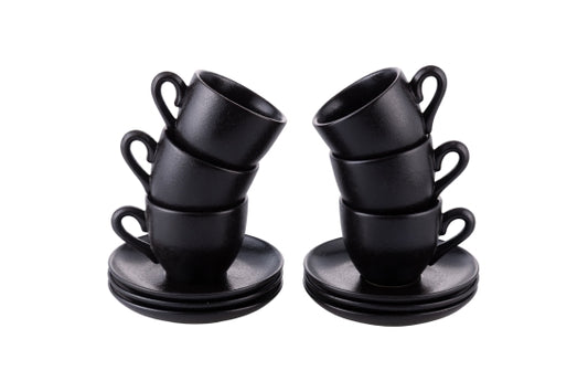 HORECA SET 6 COFFEE CUPS / SAUCER BLACK - 5923365