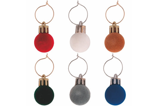 XMAS SET 6 VELVET GLASS MARKER CHARMS - 5923824