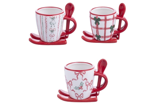 XMAS FIOCCHI COFFEE CUP SLED/SPOON 3 ASS - 5924062