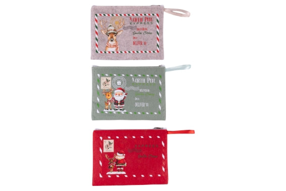 XMAS CLUTCH BAG 16X12 CM FELT 3ASS - 5924544