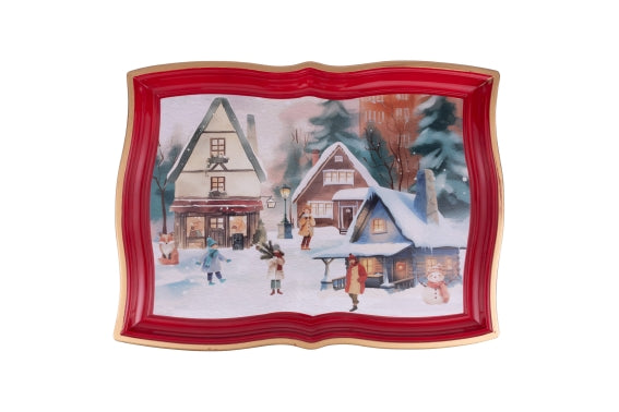 WINTER VILLAGE SCALLOPED TRAY 42,5X31,5CM - 5924704