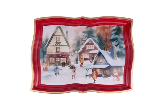 WINTER VILLAGE SCALLOPED TRAY 42,5X31,5CM - 5924704