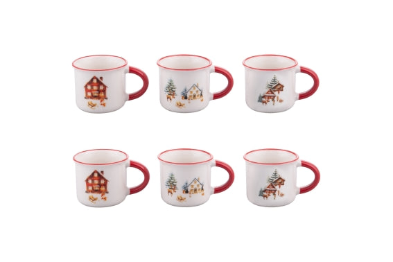 WINTER VILLAGE SET 6 COFFEE CUPS 90ML - 5924864