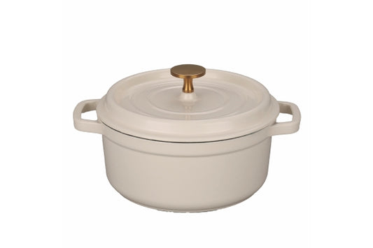 24X10.5CM WHITE CAST IRON CASSEROLE W/LID - 5925011