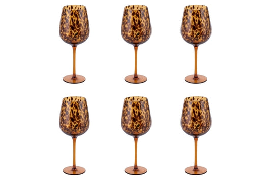 JAMILA SET OF 6 510ML AMBER GOBLETS W/BROWN BALLS - 5925098