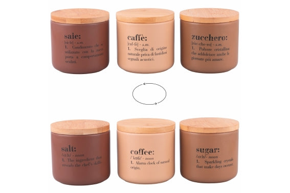 VICTIONARY SET 3 PCS SALT COFFEE SUGAR FACES JAR - 5925294