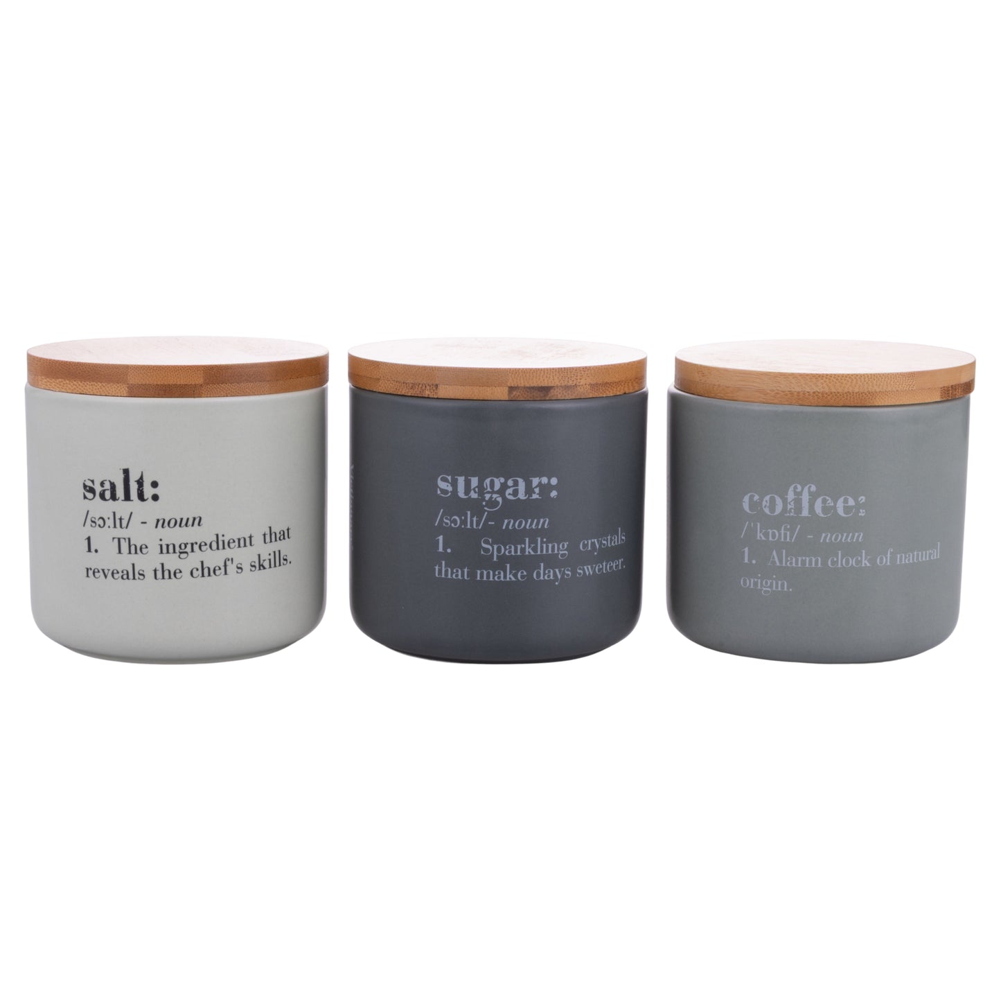 VICTIONARY SET 3 PCS SALT COFFEE SUGAR FACES JAR - 5926052