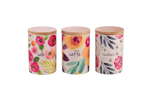 NEW ACQUERELLO SET OF 3 JARS 750ML CERAM/BAMBOO - 5926460