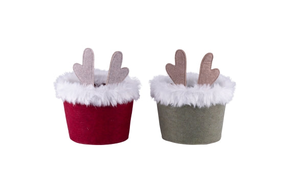 XMAS REINDEER BASKET D24X27.5CM 2ASS - 5926910