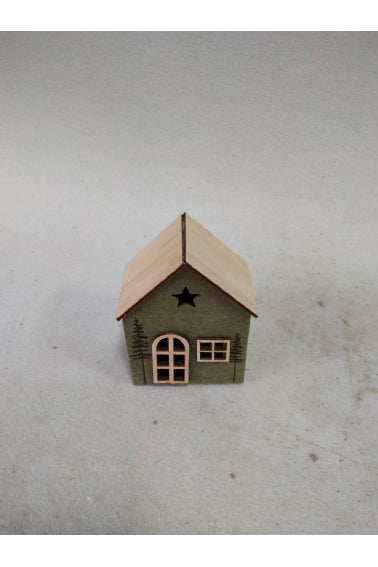 XMAS LITTLE HOUSE LED POLYEST/WOOD 10.5X6X12.5 GREY - 5926917