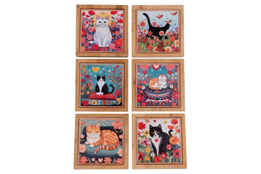 CATS TILE 12.8CM CER/BAMB 6 ASS. - 5927467