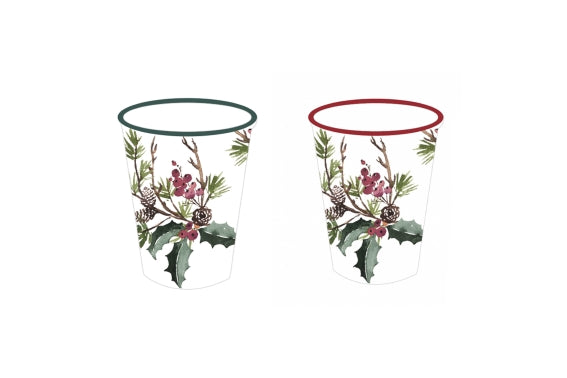 VINTAGE XMAS SET 18 PAPER CUPS 250ML 2ASS - 5927815