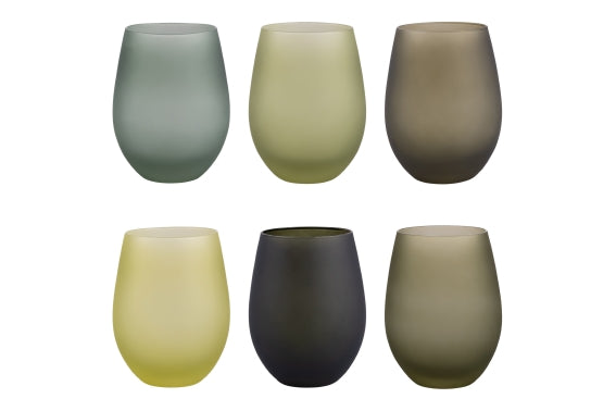 HAPPY HOUR GREENERY SET 6 GLASSES FROSTED 545ML - 5928690