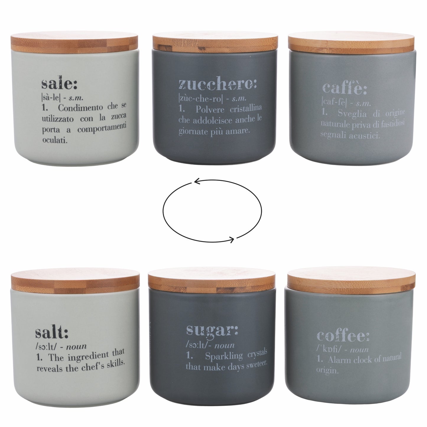 VICTIONARY SET 3 PCS SALT COFFEE SUGAR FACES JAR - 5926052