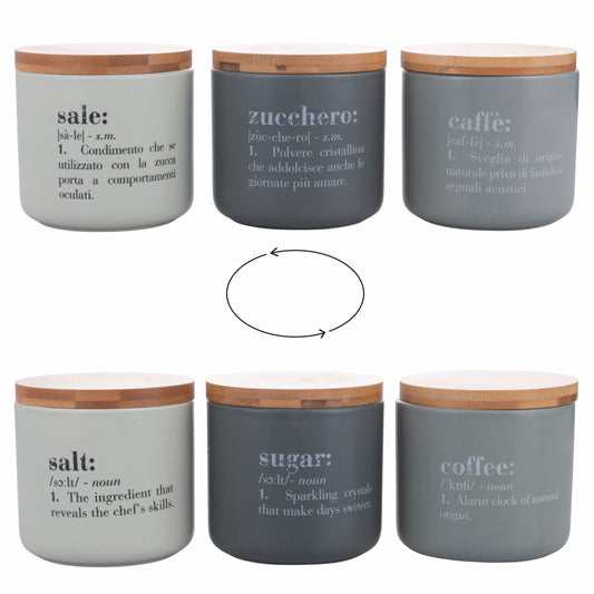 VICTIONARY SET 3 PCS SALT COFFEE SUGAR FACES JAR - 5926052