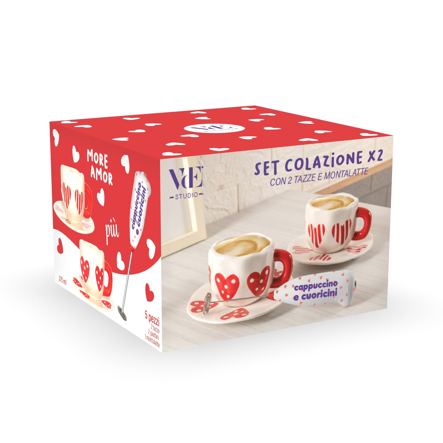 CUORICINI SET 2 CUPS+2 SAUCERS+COFFEE CREAMER - 5925226