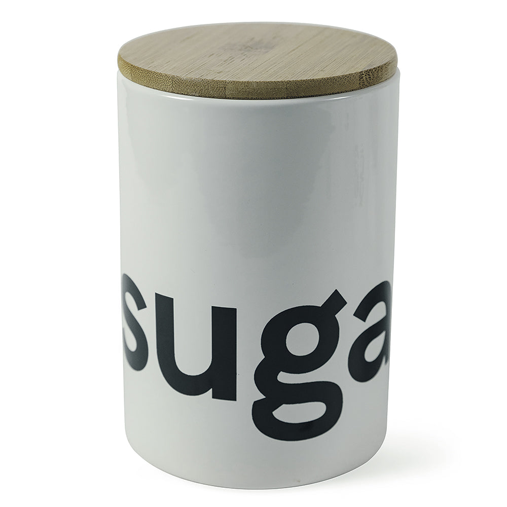 ceramic sugar pot 700 ml, bamboo lid