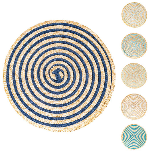 Round placemat with spiral weave, Spiral Ocean