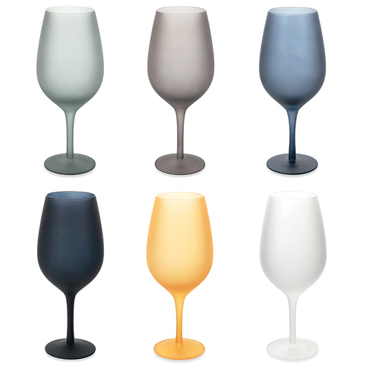 Set of 6 550 ml frosted glass goblets, Cala Dorada New