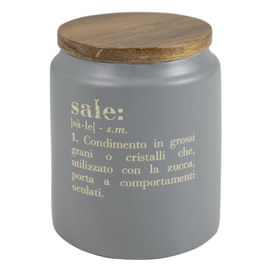 800 ml stoneware salt pot with bamboo lid, Victionary