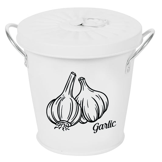 Garlic bucket with metal lid, Ideas