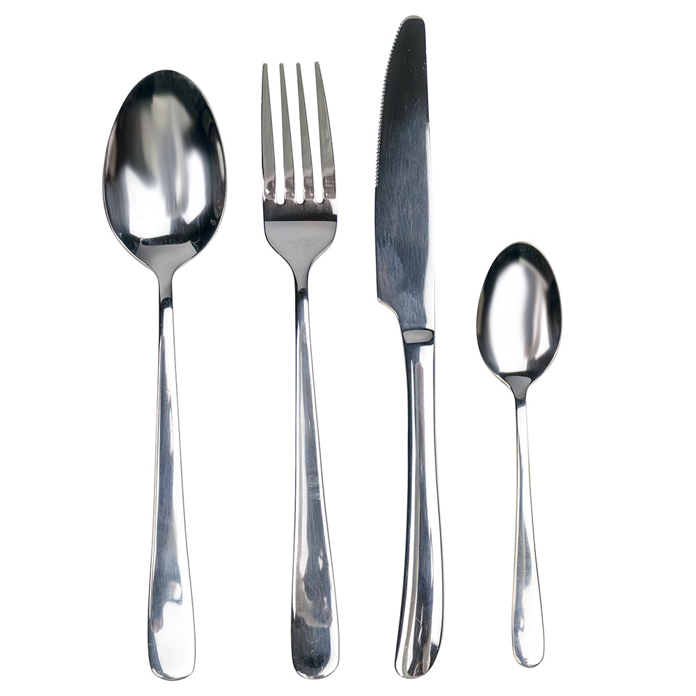 24 steel cutlery set, polished silver, Round