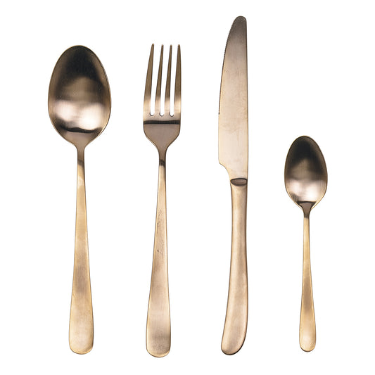 Round Set 24 cutlery in matt copper steel