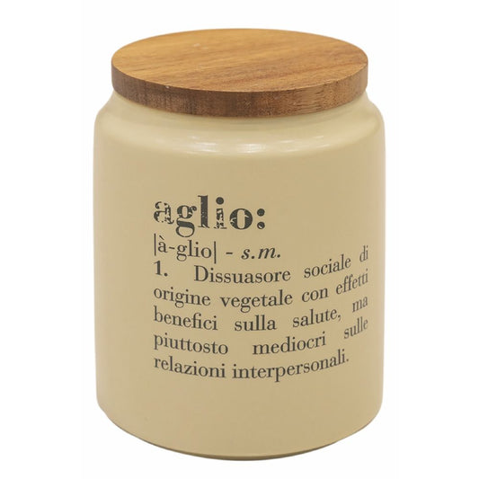 Victionary Porcelain garlic jar with bamboo lid