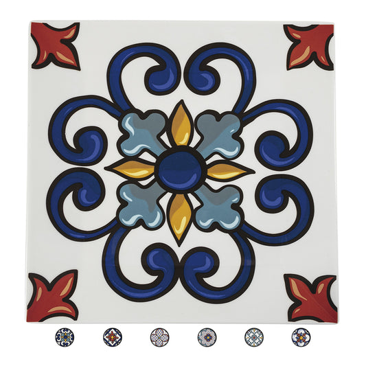 30 cm square flat plate in decorated porcelain, Barrio