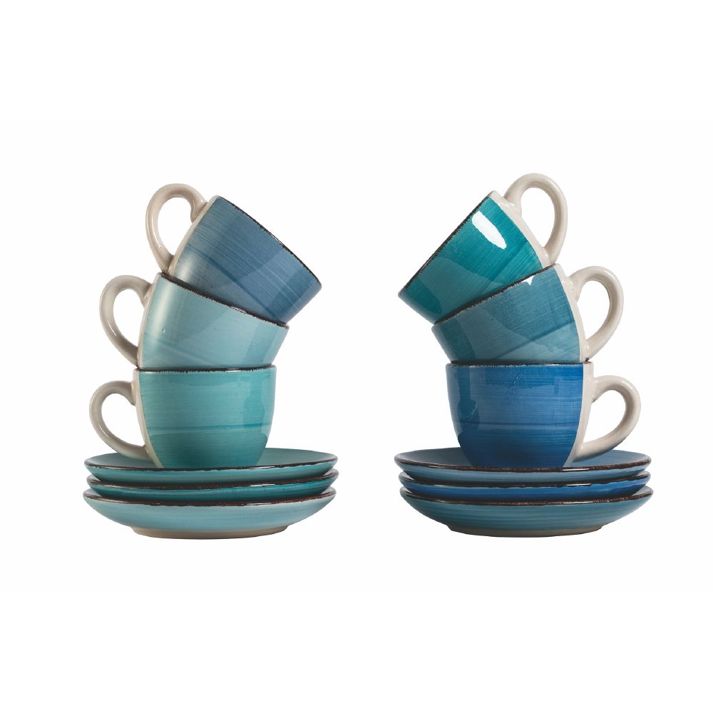 Baita Acqua Set 6 coffee cup with saucer in stoneware