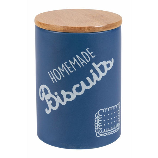 Dolomite biscuit jar with bamboo lid, Natural