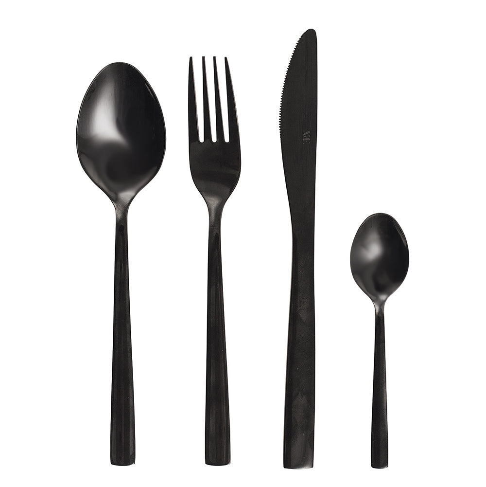 Polished black steel cutlery set 24, Modern