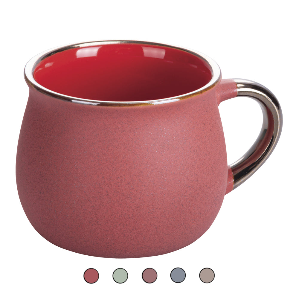 360 ml stoneware mug with handle and gold rim, Glazed