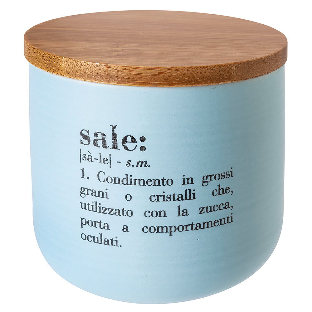 salt jar 500 ml in new bone china, bamboo lid, Victionary