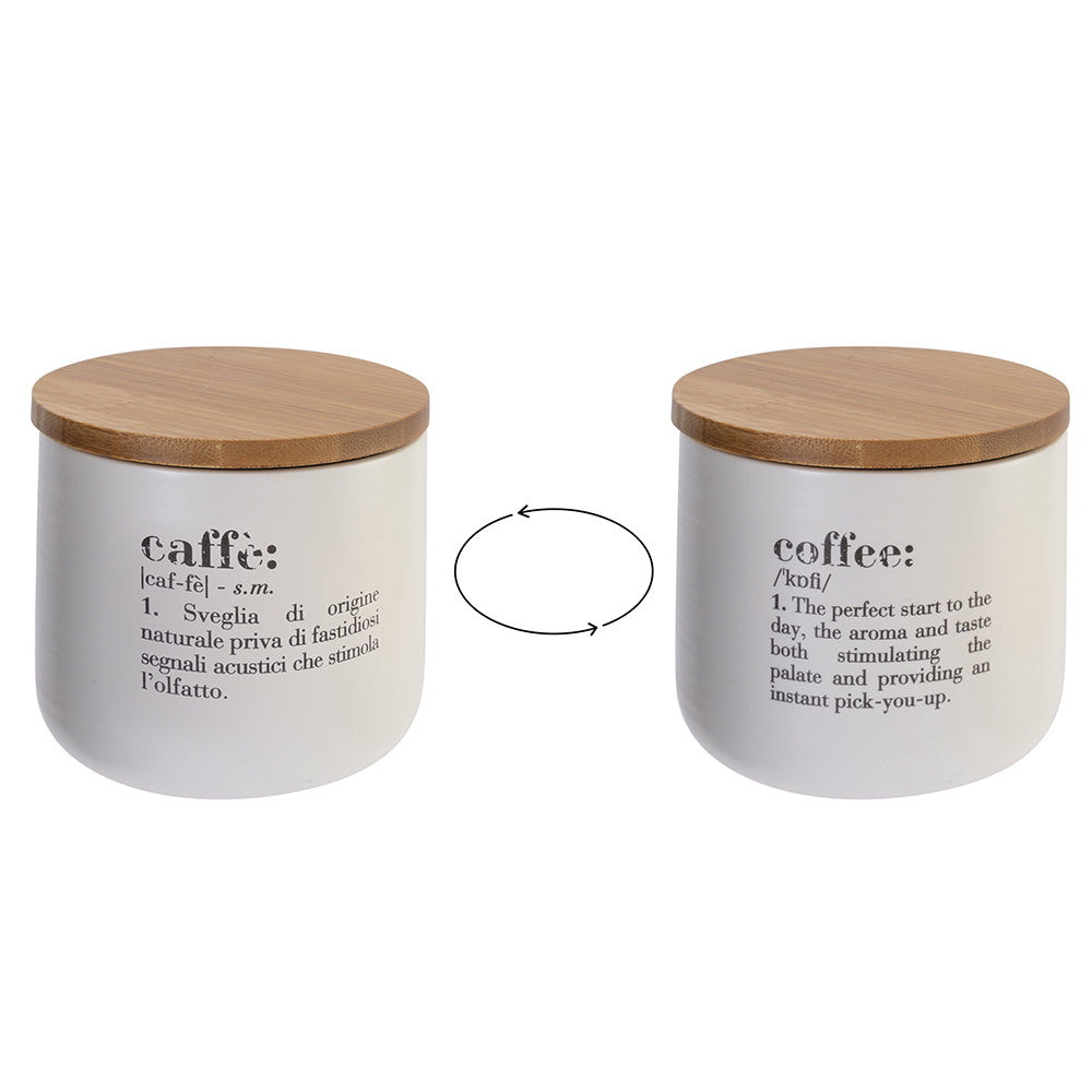 Coffee jar in new bone China with bamboo lid 500 ml, Victionary