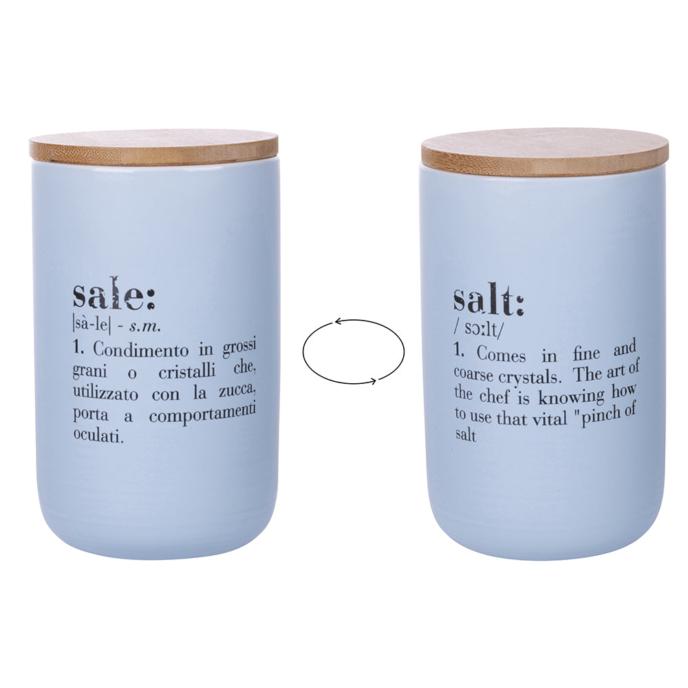 salt jar 750 ml in new bone China, bamboo lid, Victionary