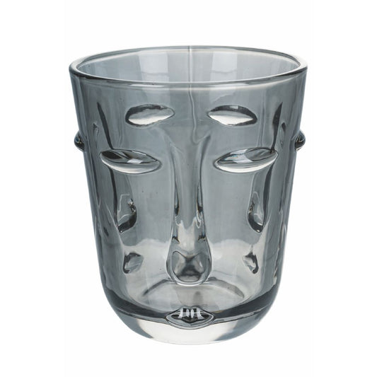 Smoked glass water glass 300 ml, face decoration, Vis à Vis