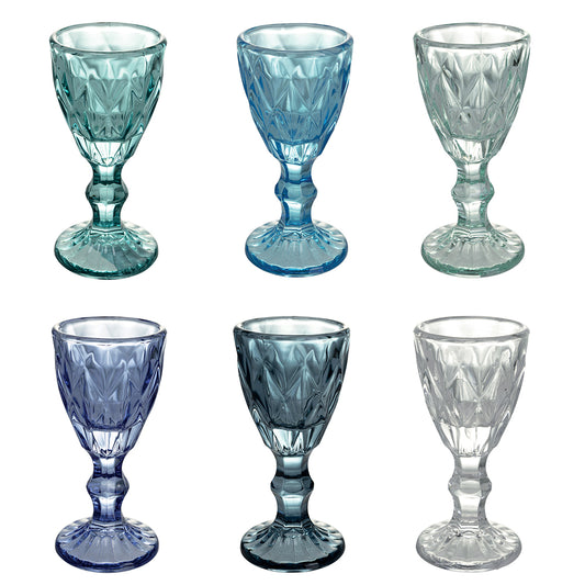 Set of 6 liqueur shot glasses in glass 45 ml, Prisma Ocean