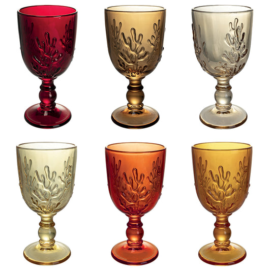 Set of 6 glass goblets 340 ml, Coral Sunset