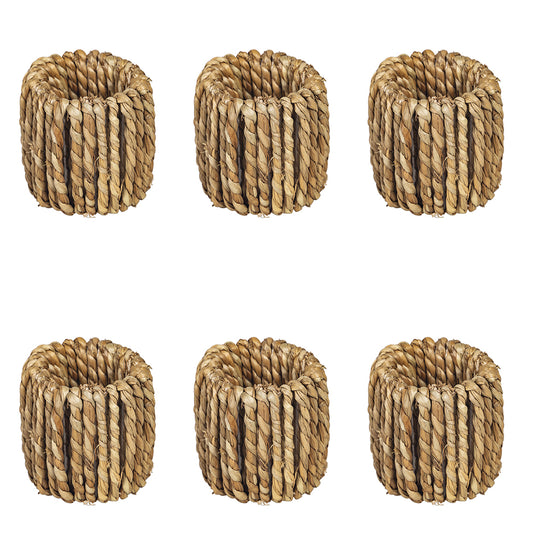 Raffia napkin ring set 6 pieces Ø5 cm