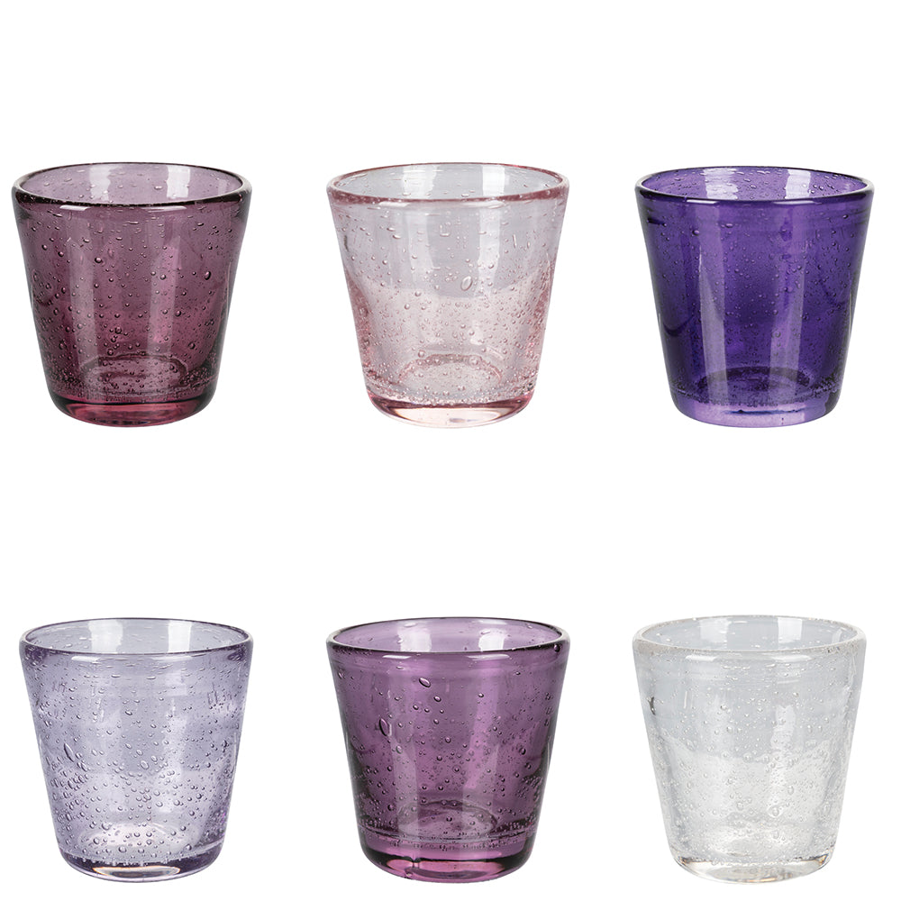 Set of 6 blown-glass liqueur shot glasses 70 ml, Cancun Provence