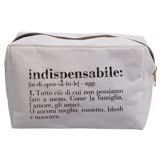 Cream Indispensable clutch bag with black lettering, Victionary