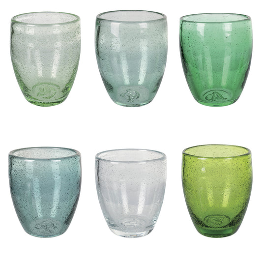 Set of 6 blown glass water glasses 300 ml, Acapulco