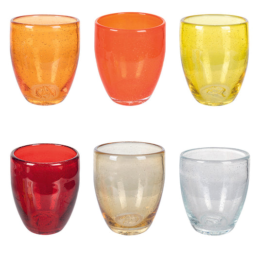 Set of 6 blown glass water glasses 300 ml, Acapulco