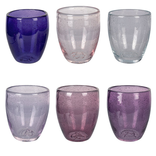 Set of 6 blown glass water glasses 300 ml, Acapulco