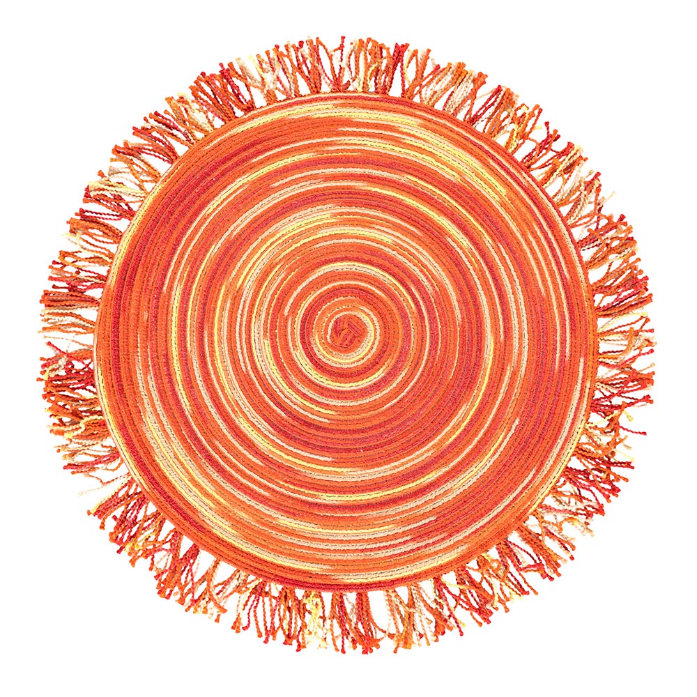 44 cm round tablecloth with fringes Shade of Sunset